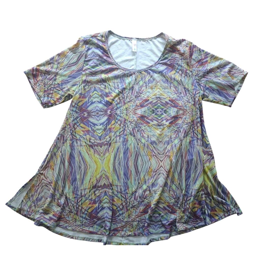 LuLaRoe Womens Loose Fit T-shirt Scoop Neck Short Sleeve Size 1XL